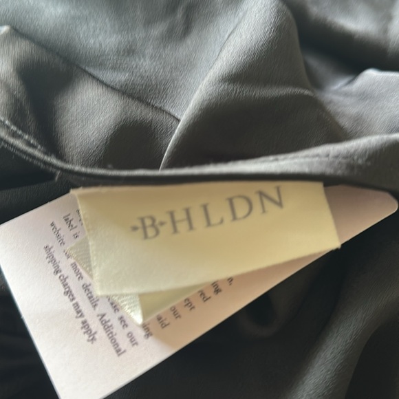 BHLDN Amelia Deep-V Flutter-Sleeve Satin A-Line Gown BLACK US 20 W NEW - Picture 7 of 10